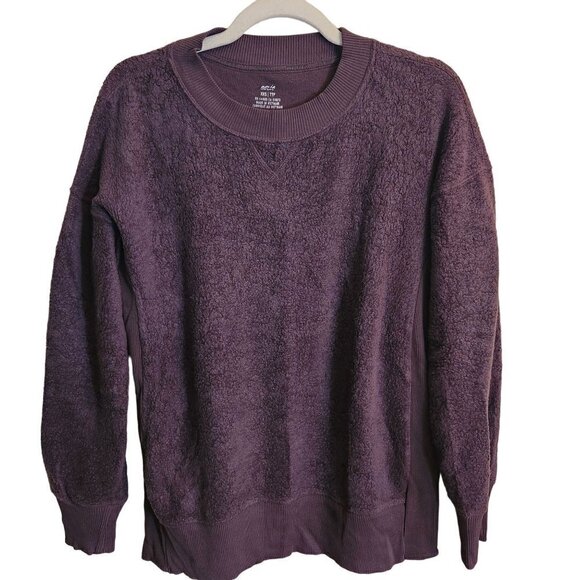 Aerie Deep Plum Slit Side Sherpa Oversized Sweater Size XXS - Picture 1 of 5